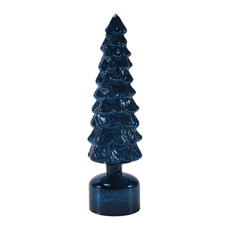 Ensemble d'arbres de Noël en verre rotatifs lumineux à LED 10 × 25 et 10 × 28 cm, ornements festifs