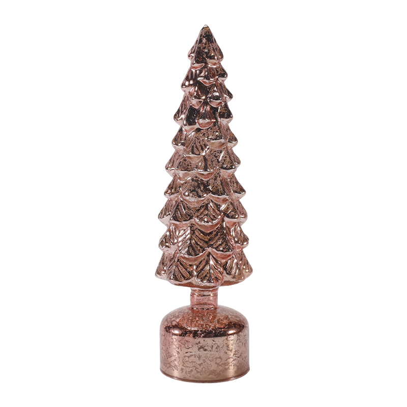 Ensemble d'arbres de Noël en verre rotatifs lumineux à LED 10 × 25 et 10 × 28 cm, ornements festifs