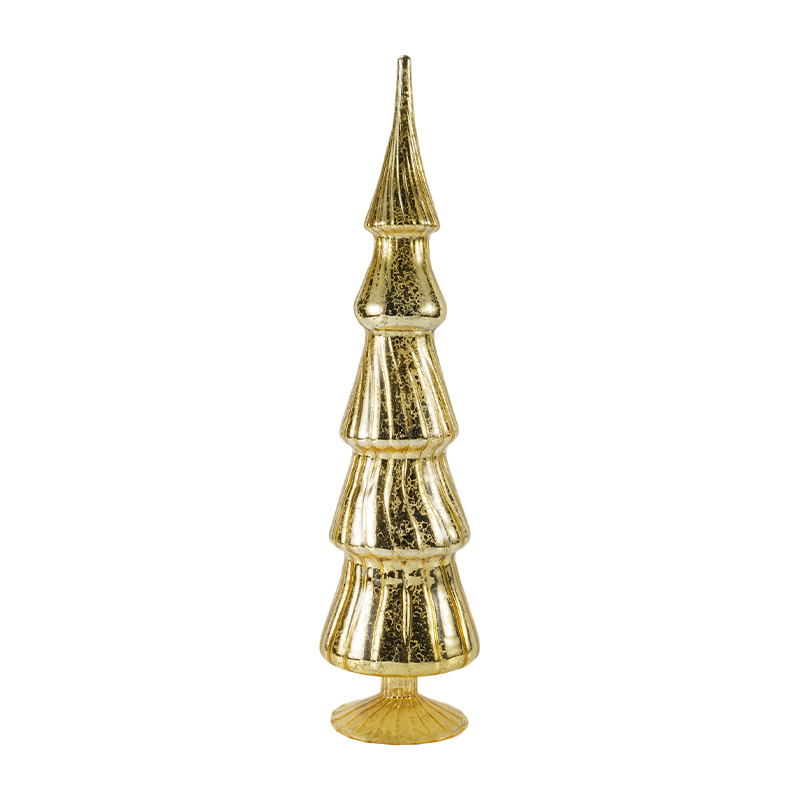 Arbre de Noël en verre à rayures rotatives 10 × 40 cm, ensemble de 2 pièces, décor de table