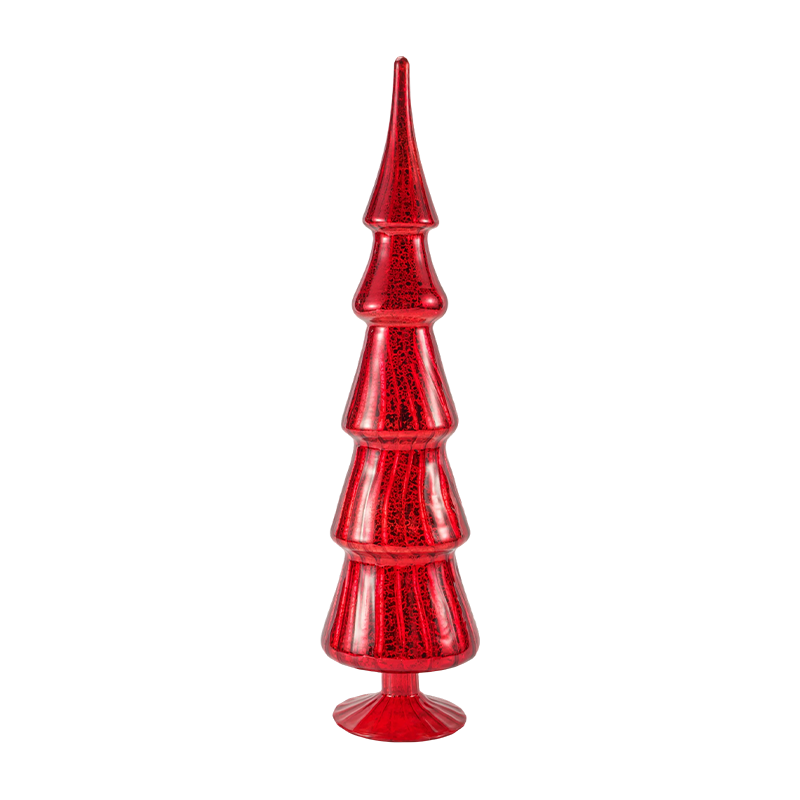 Arbre de Noël en verre à rayures rotatives 10 × 40 cm, ensemble de 2 pièces, décor de table