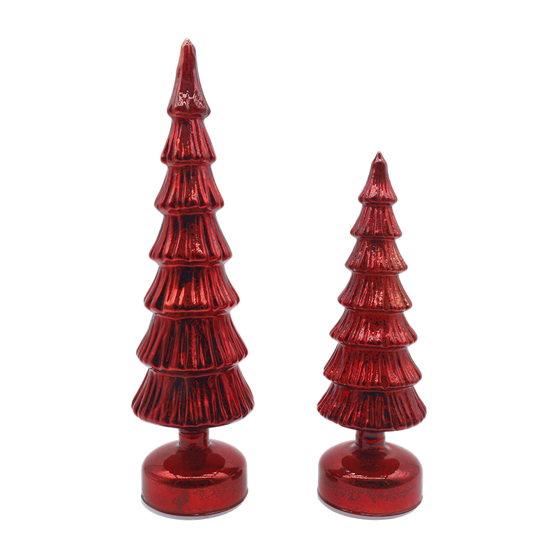 Ensemble d'arbres de Noël en verre rotatif 10 × 28 et 10 × 33 cm – Décoration festive 2 pièces