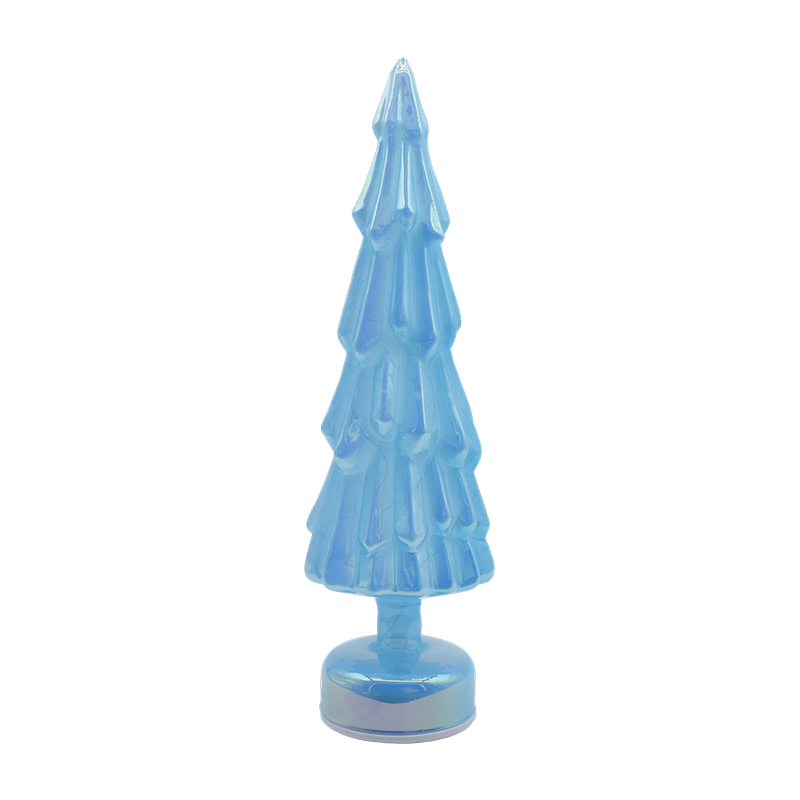 Arbre de Noël rotatif en verre transparent 10 × 35 cm avec lueur LED chaude