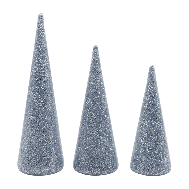 Ensemble de sapin de Noël en verre scintillant, 3 pièces, 8 × 20/9 × 25/10 × 30 cm, avec lumières LED intégrées