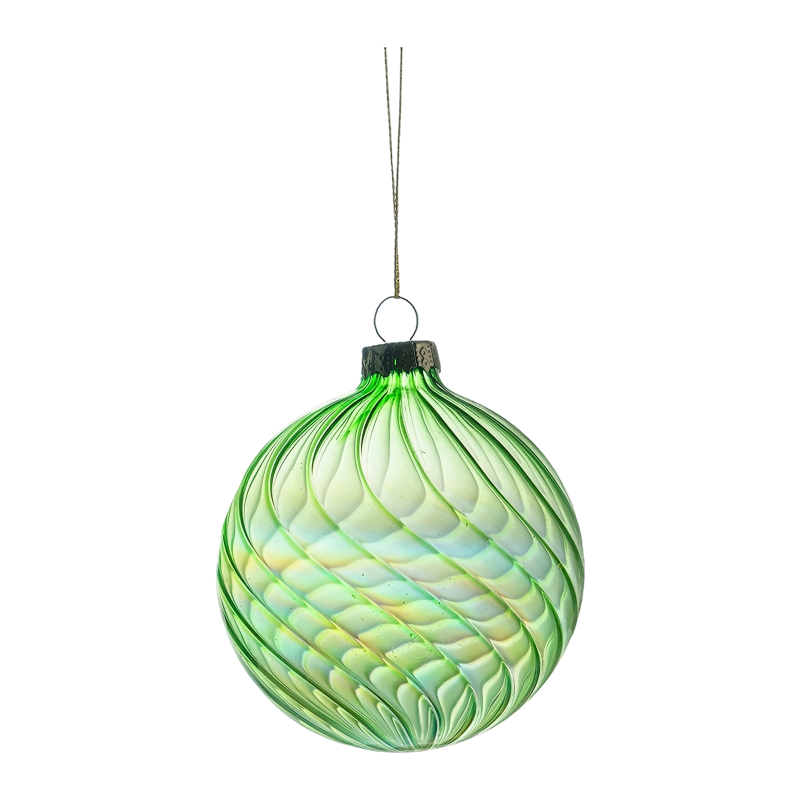 Boule de boule de Noël en verre tourbillonnant irisé de 8 cm