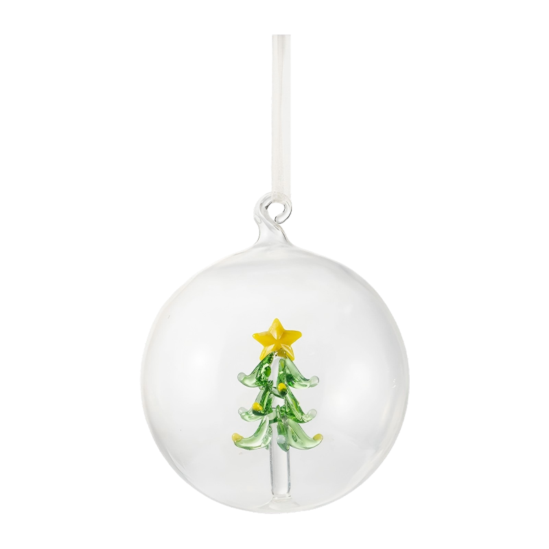 Ensemble d'ornements de Noël en verre soufflé à la bouche de 8 cm