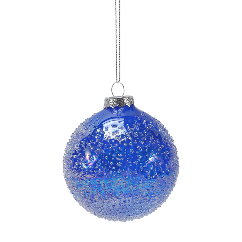 Boule de verre de noël ornée de perles de cristal de 8cm, ornement