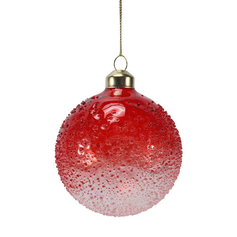 Boule de verre de noël ornée de perles de cristal de 8cm, ornement