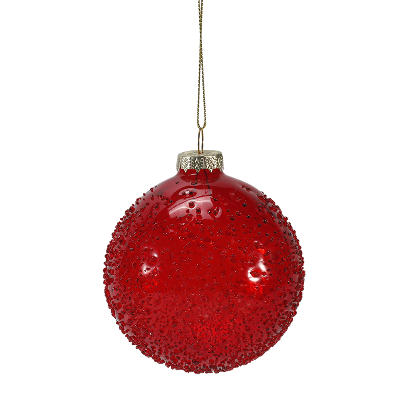 Boule de verre de noël ornée de perles de cristal de 8cm, ornement
