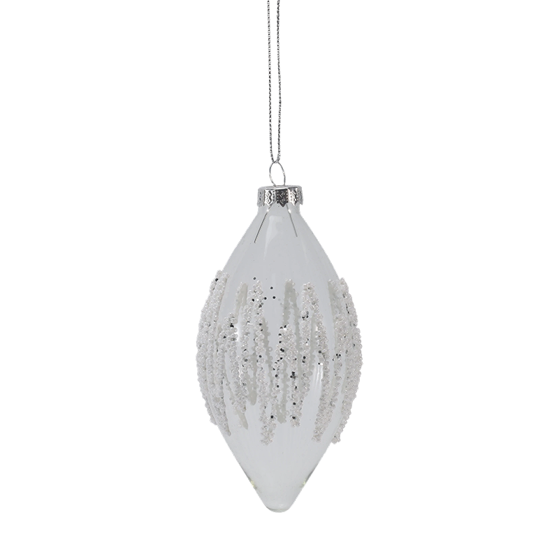 Ornement de boule de verre de Noël transparent perlé de glaçon de 8 cm (simple/lot de 3)