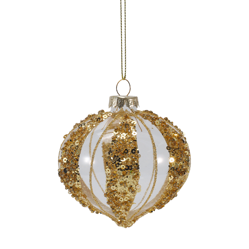 Boule de Noël en verre de luxe dorée et argentée de 8 cm (simple/lot de 4)