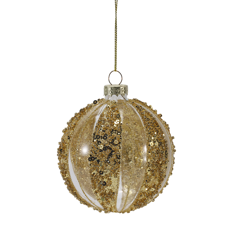 Boule de Noël en verre de luxe dorée et argentée de 8 cm (simple/lot de 4)