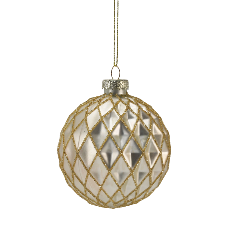 Ornement de Noël en verre de luxe doré et argenté de 8 cm (simple/lot de 3)