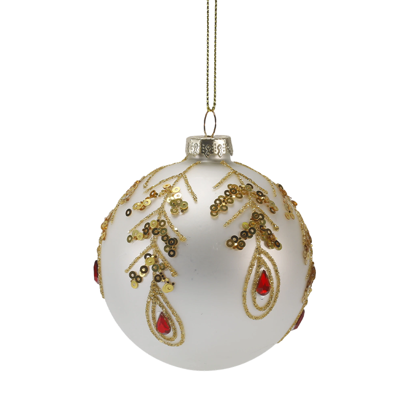 Boule de Noël en verre de luxe dorée et rouge de 8 cm (simple/lot de 3)