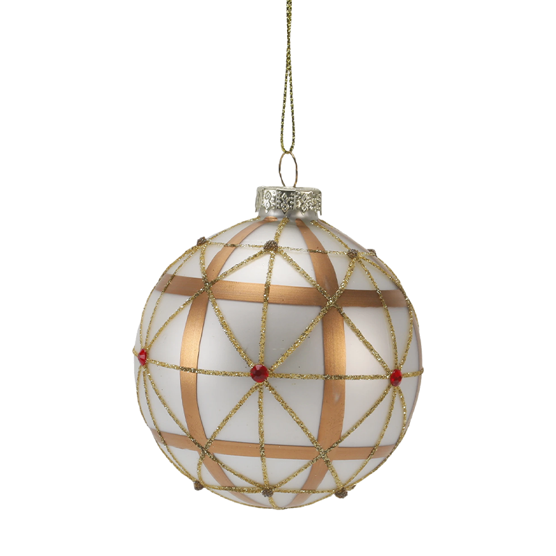 Boule de Noël en verre de luxe dorée et rouge de 8 cm (simple/lot de 3)