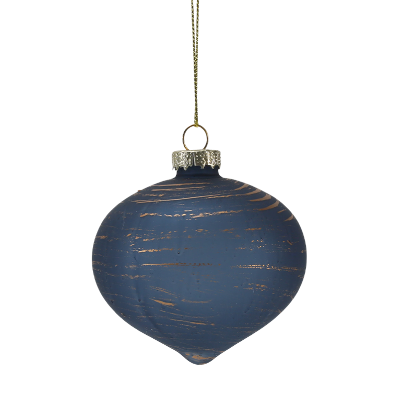 Ornement de boule de verre de Noël à rayures Morandi de 8 cm (simple / lot de 3)