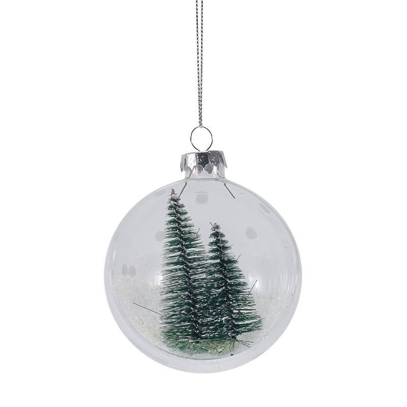 Ornement en verre de Noël en forme de mini arbre enneigé de 8 cm (simple/ensemble)