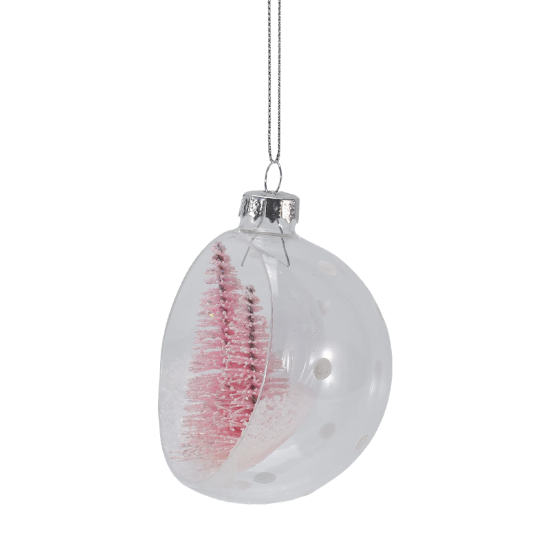 Ornement en verre de Noël en forme de mini arbre enneigé de 8 cm (simple/ensemble)