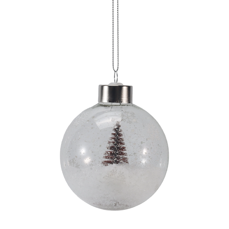 Ornement en verre de Noël en forme de mini arbre enneigé de 8 cm (simple/ensemble)