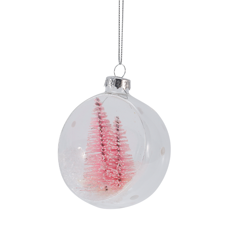 Ornement en verre de Noël en forme de mini arbre enneigé de 8 cm (simple/ensemble)