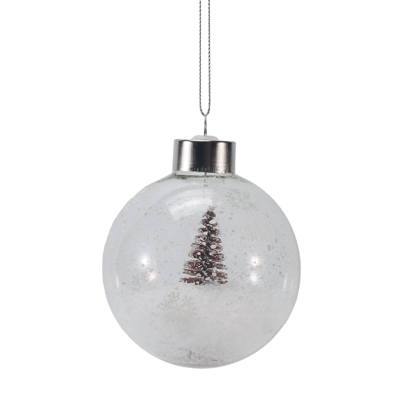 Ornement en verre de Noël en forme de mini arbre enneigé de 8 cm (simple/ensemble)