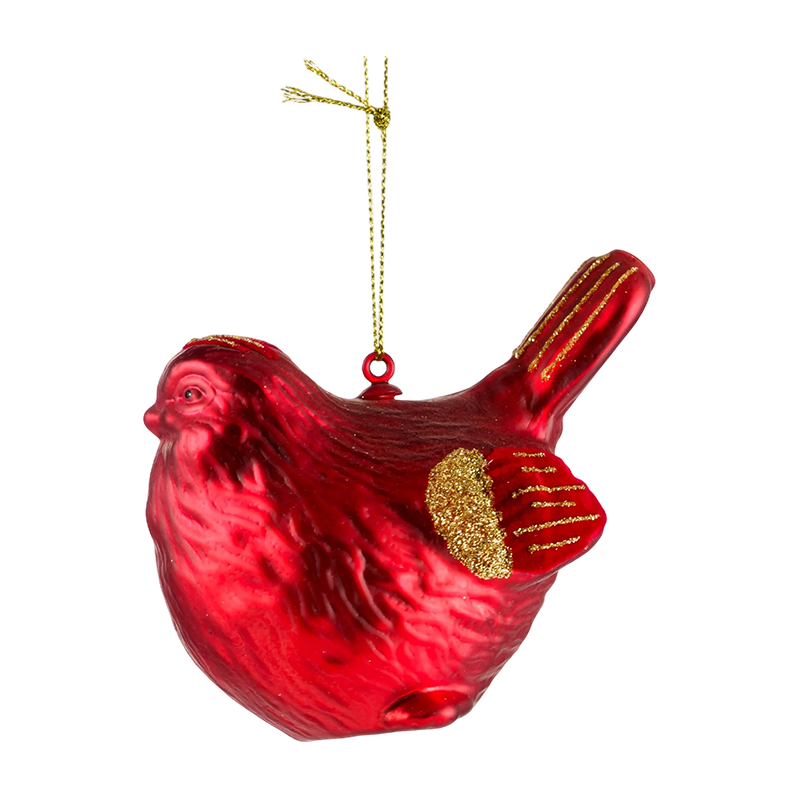 Ornement de Noël en verre en forme d'oiseau en or rouge