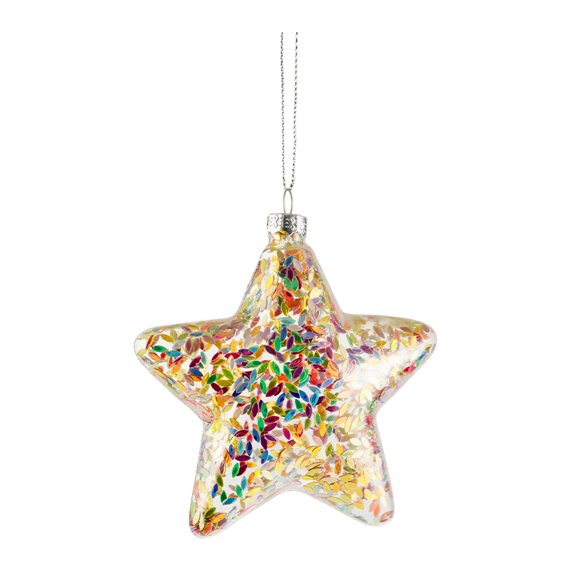 Ornement de Noël en verre en forme d'étoile arc-en-ciel