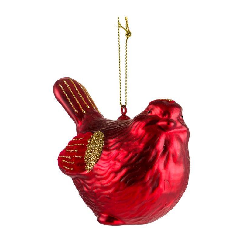 Ornement de Noël en verre en forme d'oiseau en or rouge