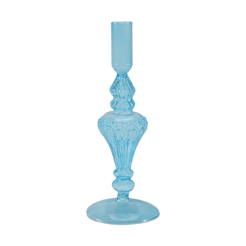 Collection de bougeoirs en verre coloré de 18 cm