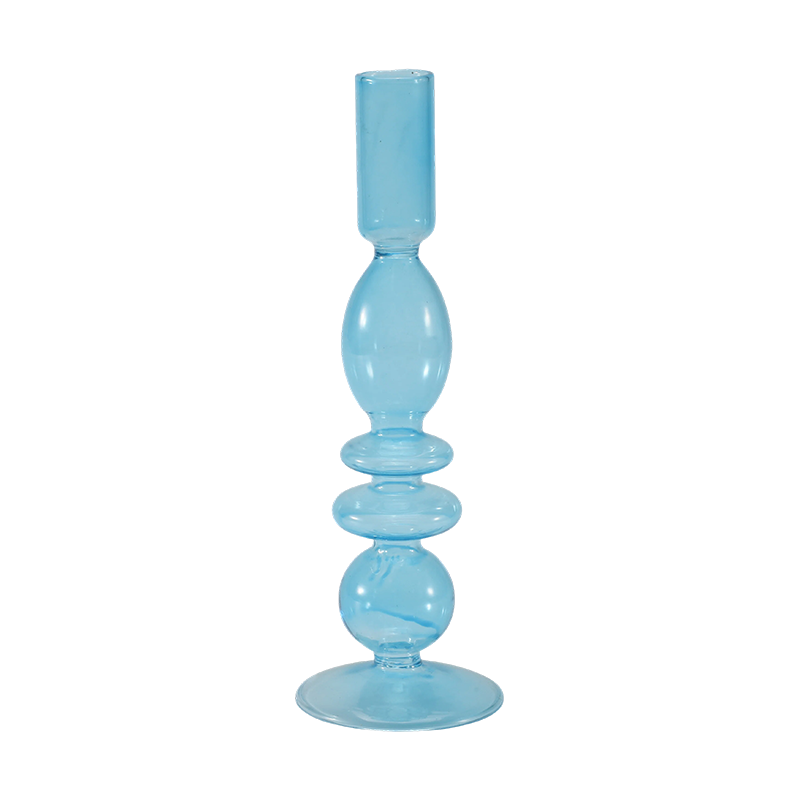 Collection de bougeoirs en verre coloré de 18 cm