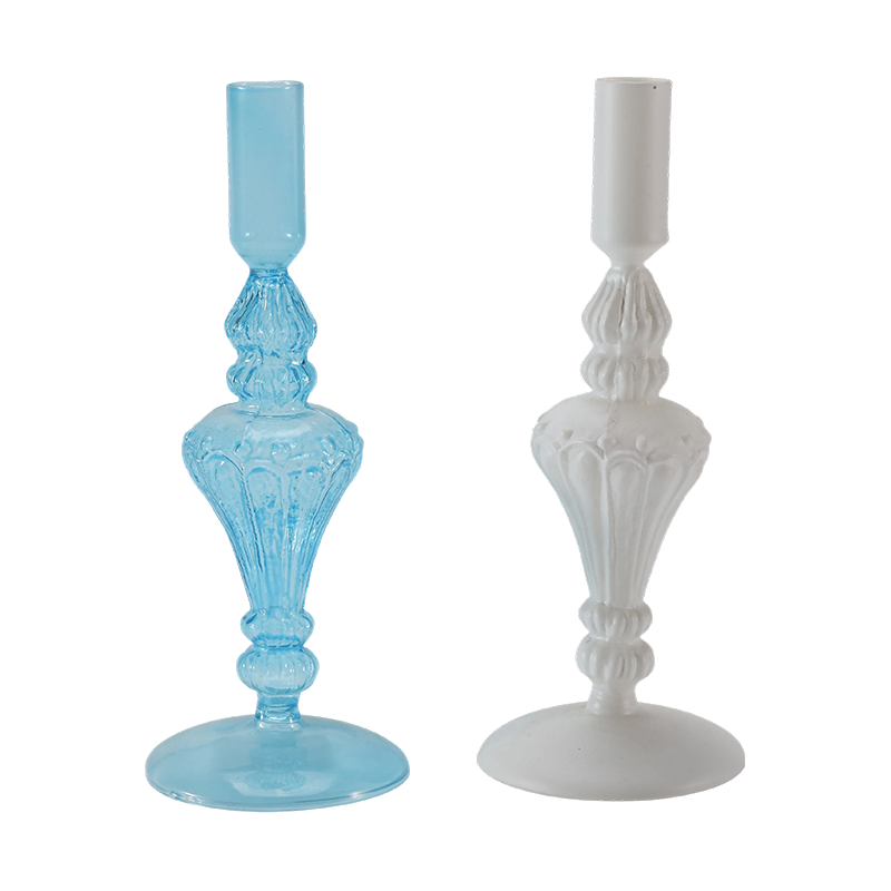 Collection de bougeoirs en verre coloré de 18 cm