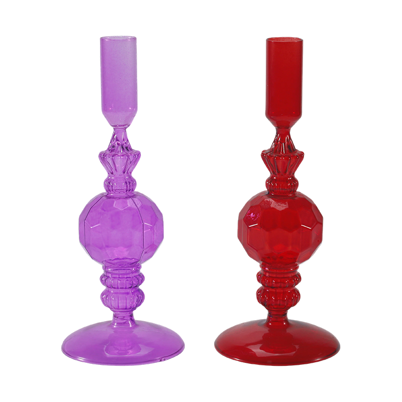 Collection de bougeoirs en verre coloré de 18 cm