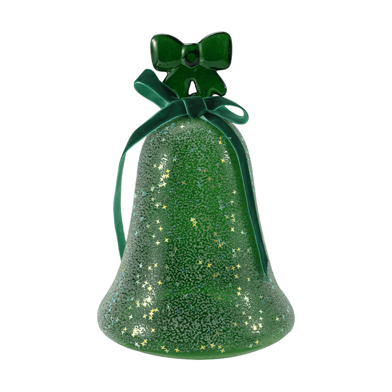Figurine d’ange en verre mercure / Décor de cloche en verre givré/pailleté (avec LED)