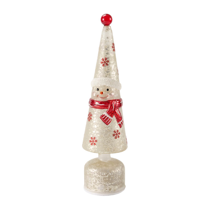 Décor de tour en cristal LED irisé/lumière de table d'arbre de Noël de bonhomme de neige