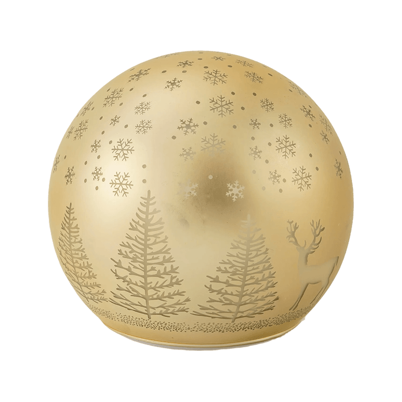 Boule LED de scène de forêt dorée/boule LED ornementale à rayures rouge-blanche (avec LED)