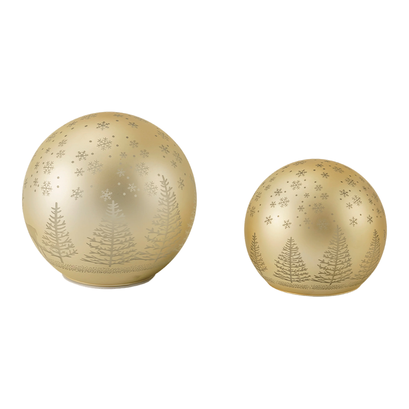 Boule LED de scène de forêt dorée/boule LED ornementale à rayures rouge-blanche (avec LED)