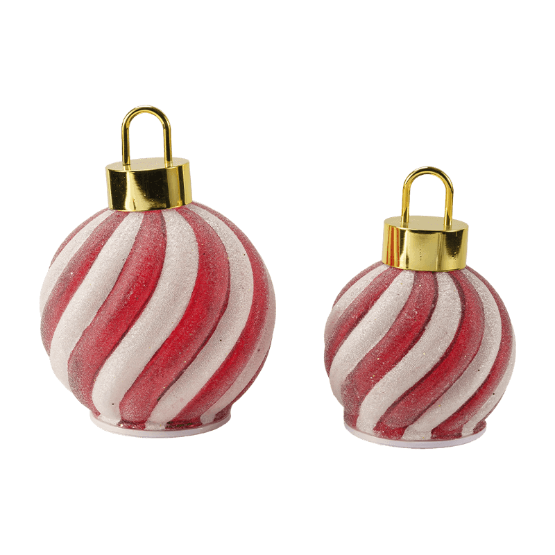 Boule LED de scène de forêt dorée/boule LED ornementale à rayures rouge-blanche (avec LED)