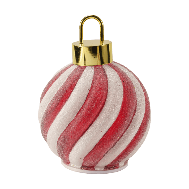 Boule LED de scène de forêt dorée/boule LED ornementale à rayures rouge-blanche (avec LED)