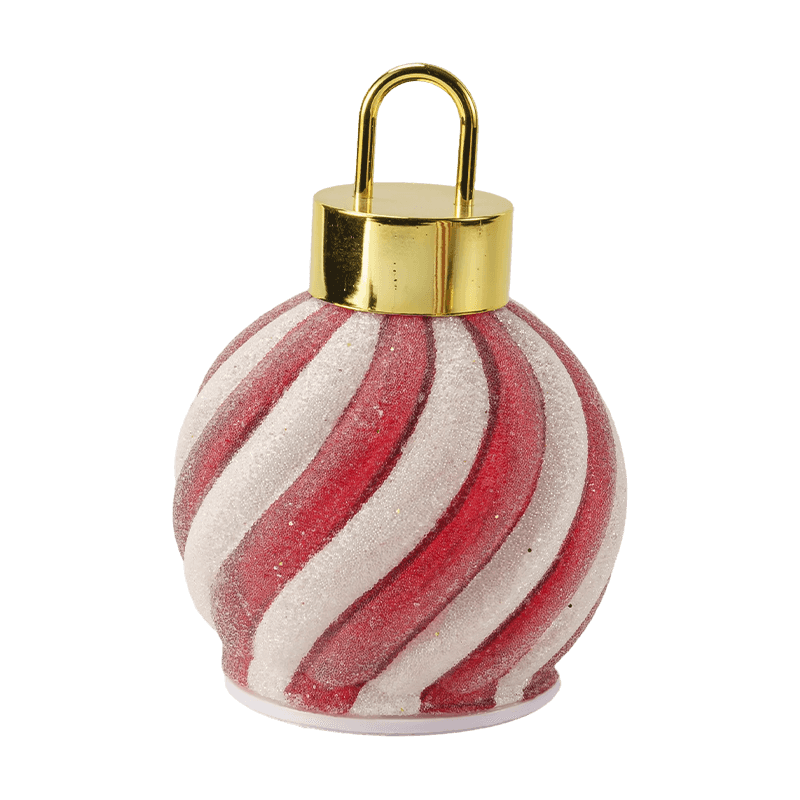 Boule LED de scène de forêt dorée/boule LED ornementale à rayures rouge-blanche (avec LED)