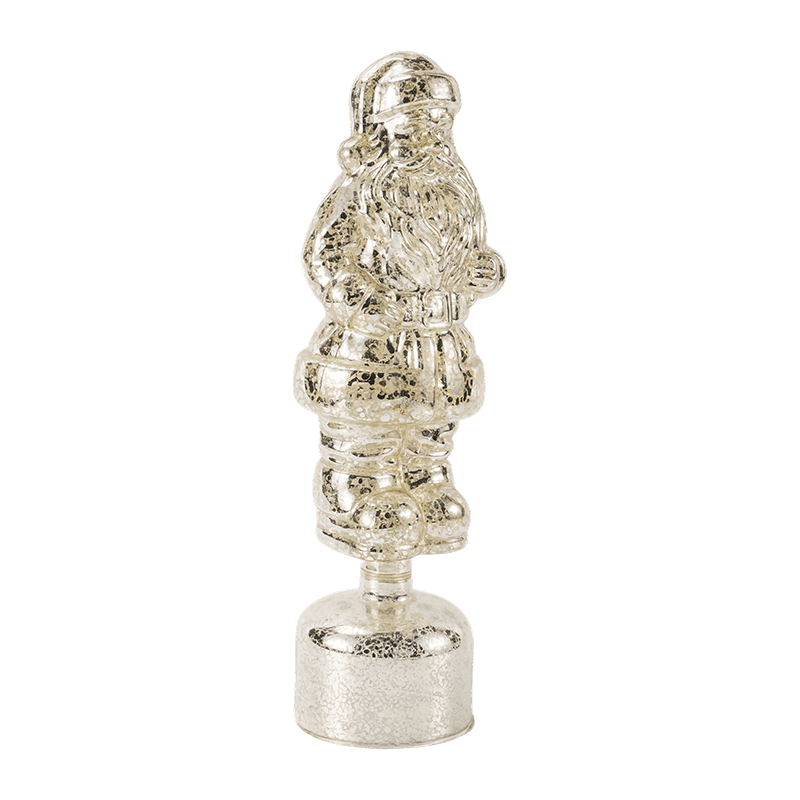 Figurine vintage du Père Noël en verre mercure (finition rouge/argent/vert clair)