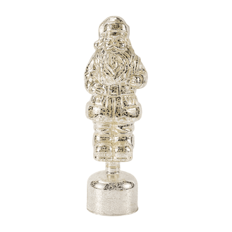 Figurine vintage du Père Noël en verre mercure (finition rouge/argent/vert clair)