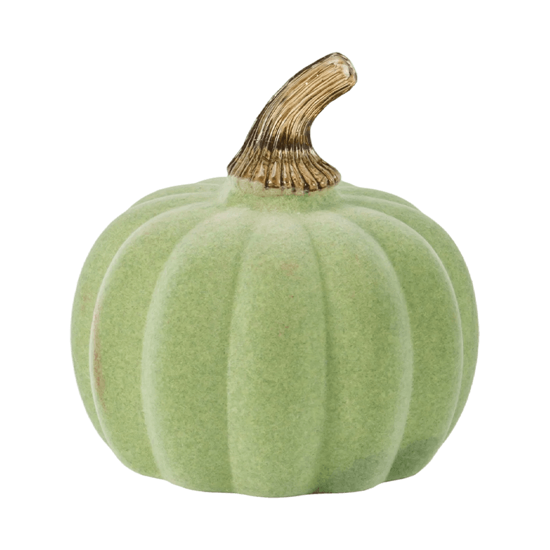 Citrouille décorative en velours/floquée avec tige en verre