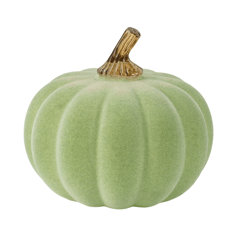 Citrouille décorative en velours/floquée avec tige en verre