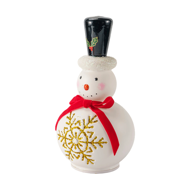Figurine de bonhomme de neige en verre festif (finition transparente/blanc mate)