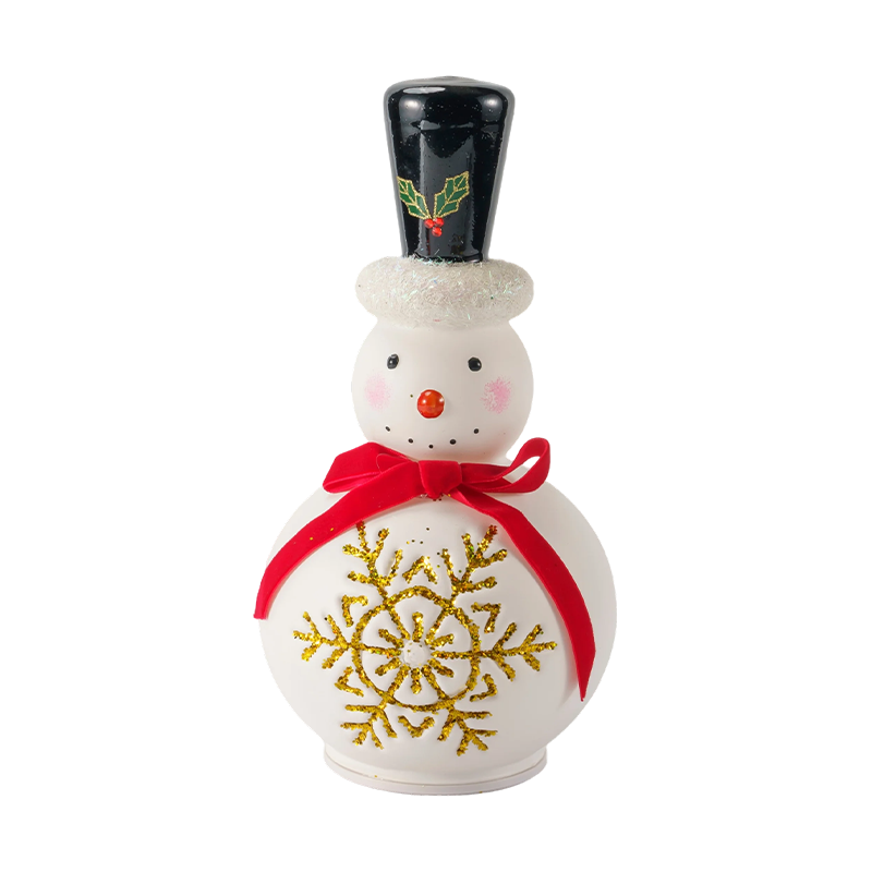 Figurine de bonhomme de neige en verre festif (finition transparente/blanc mate)
