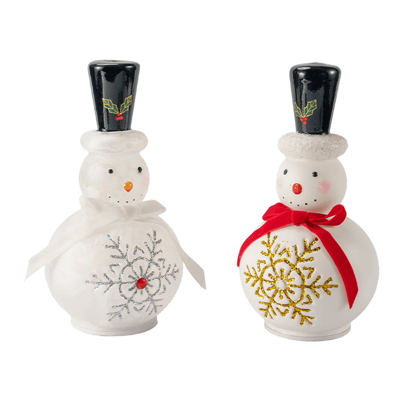 Figurine de bonhomme de neige en verre festif (finition transparente/blanc mate)