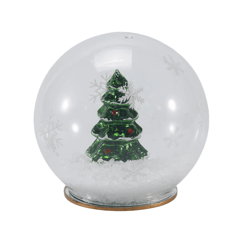 Globe lumineux festif en verre (styles irisés, sapin de Noël, scène nocturne, bonhomme de neige).