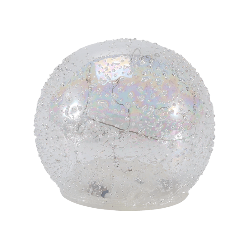 Globe lumineux festif en verre (styles irisés, sapin de Noël, scène nocturne, bonhomme de neige).