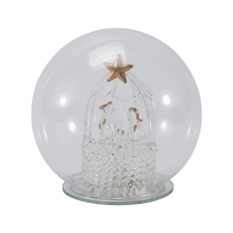 Cloche en verre festive et globe lumineux (styles ange/crèche/arbre de Noël/forêt de cerfs)