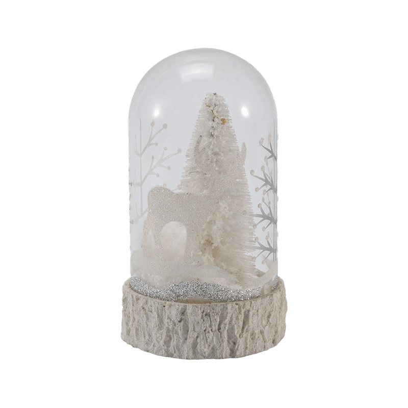 Cloche en verre festive et globe lumineux (styles ange/crèche/arbre de Noël/forêt de cerfs)