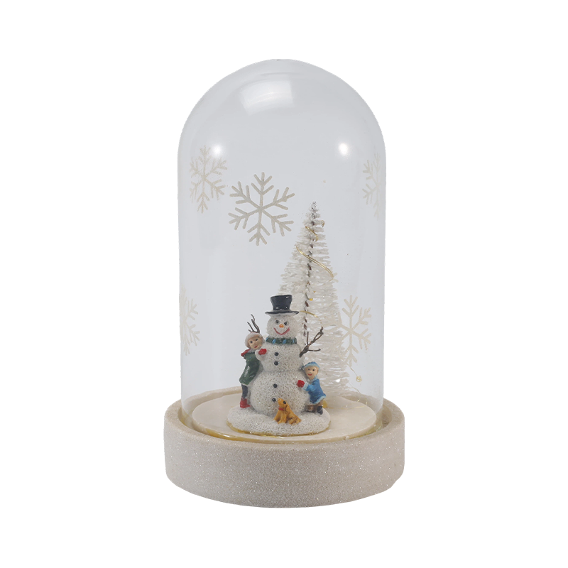 Cloche en verre festive et lumière de bouteille (scène de bonhomme de neige/styles de baies de pin/arbre de Noël)